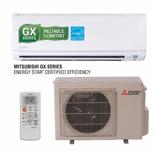 Mitsubishi 9,000 BTU GX-Series 28.4 SEER2 Single Zone Wall Mount Mini Split Heat Pump System - R454B | 230V