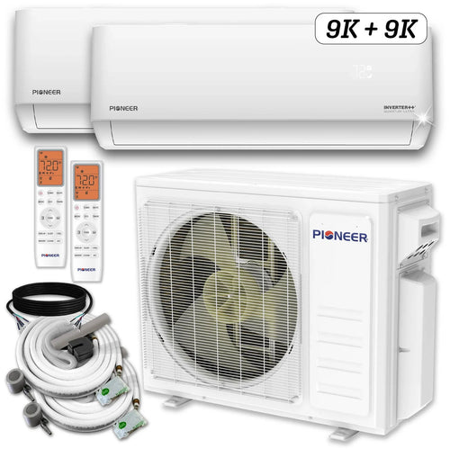 Pioneer 18,000 BTU (9K + 9K) 1.5-Ton Quantum Ultra 24 SEER2 Energy-Star 2 Zone Heat Pump 230V