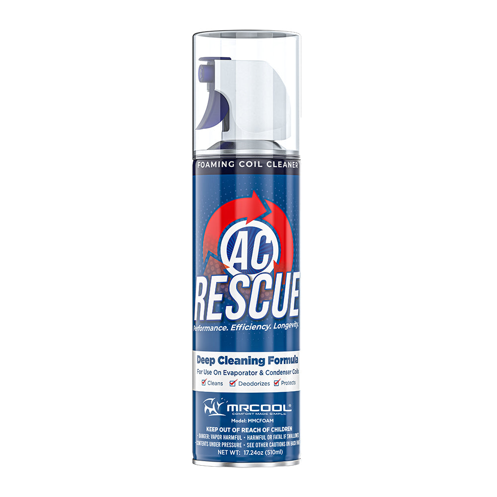 MRCOOL The MRCOOL A/C Rescue foaming cleaner helps to clean, disinfect, and protect your HVAC equipment, thus lengthening their lifespans and allowing them to run at its most optimal operation.