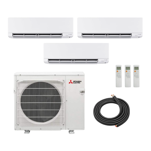 Mitsubishi 24,000 BTU (9K + 9K + 9K) GX-Series 20 SEER2 3 Zone Wall Mount Hyper Heat Mini Split Heat Pump System - R454B | 230V