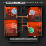 Pioneer 4-Zone Split 36000 BTU 3-Ton Quantum Ultra Wi-Fi 22.5 SEER Energy-Star Multi (4) Zone Wall Mount Air Conditioner Heat Pump 230-Volt