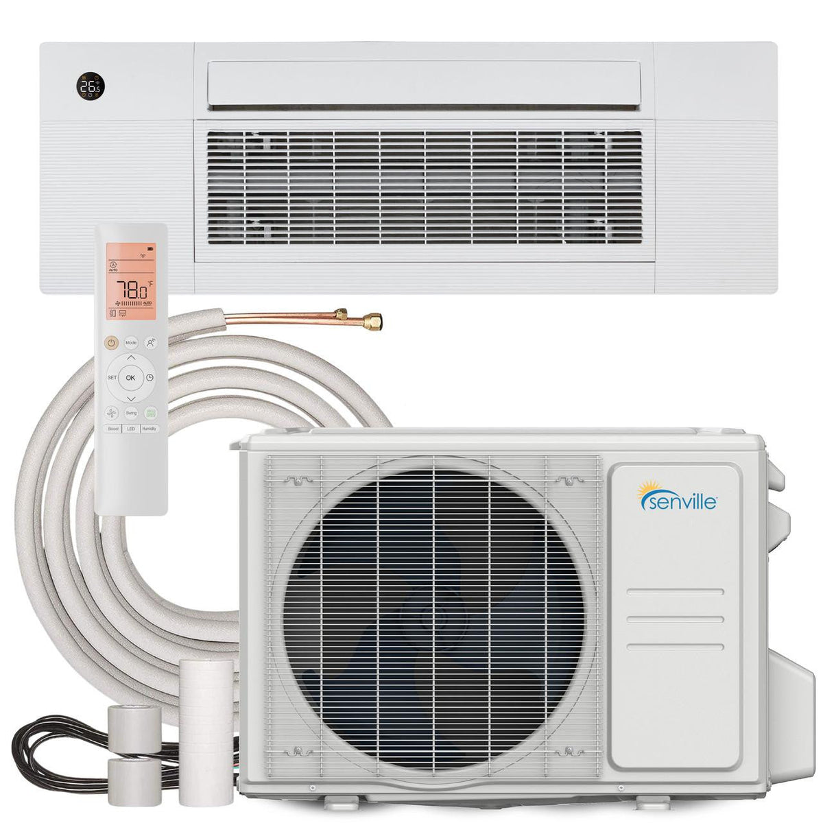 Senville AURA 12,000 BTU 23 SEER2 Cassette Mini Split Heat Pump Air Conditioner - 230V