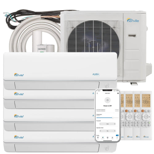 Senville AURA 36,000 BTU (9K + 9K + 12K + 12K) 23 SEER2 4 Zone Mini Split Air Conditioner - 230V