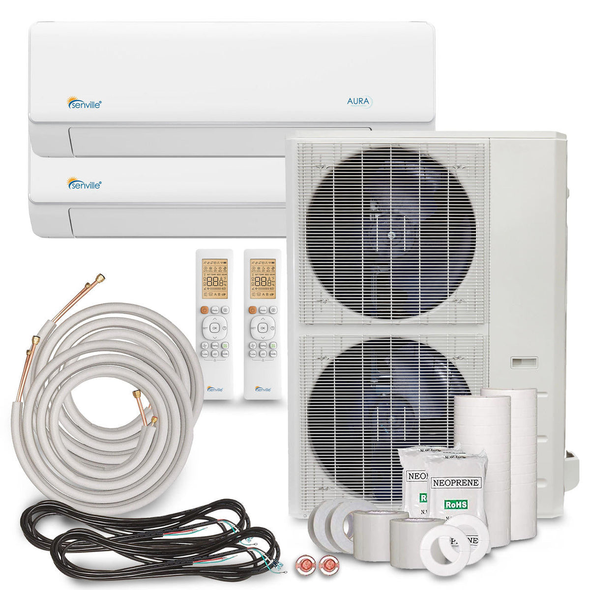Senville AURA 48,000 BTU (24K + 24K) 23 SEER2 Dual Zone Mini Split Air Conditioner - 230V