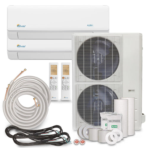Senville AURA 48,000 BTU (24K + 24K) 23 SEER2 Dual Zone Mini Split Air Conditioner - 230V