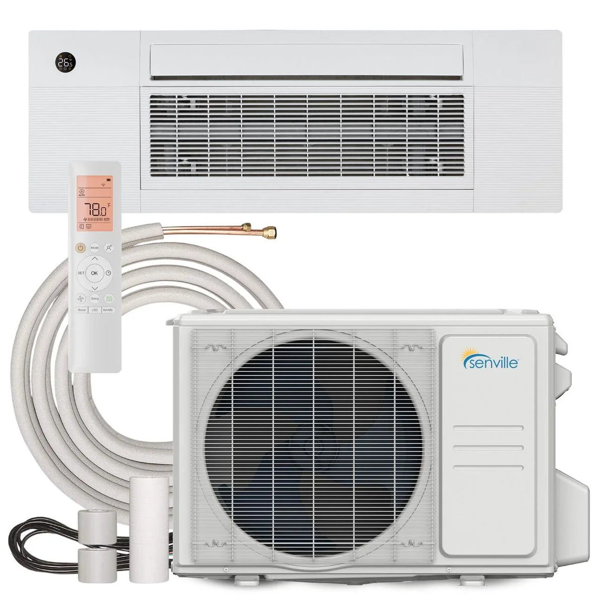 Senville AURA 9,000 BTU 24 SEER2 One-Way Ceiling Cassette Mini Split Heat Pump - 230V
