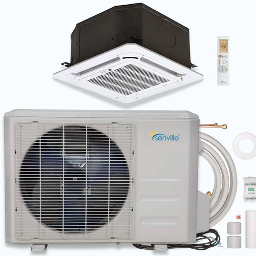 Senville 18,000 BTU 20 SEER2 Square Ceiling Cassette Air Conditioner - Heat Pump