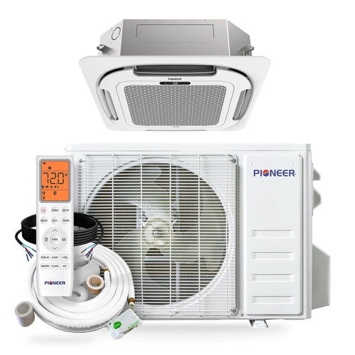 Pioneer® Quantum Ultra™ 9,500 BTU 23 SEER2 230V 8-Way Ceiling Cassette Ductless Mini-Split Air Conditioner Inverter Heat Pump Full Set