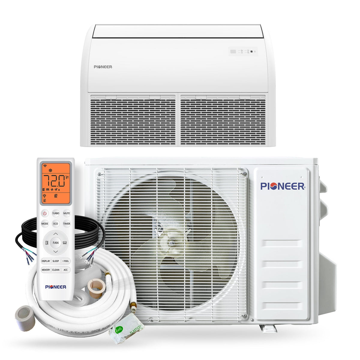 Pioneer® Quantum Ultra™ 18,000 BTU 20.5 SEER2 230V Floor/Ceiling/Low-Wall Ductless Mini-Split Air Conditioner Inverter Heat Pump Full Set